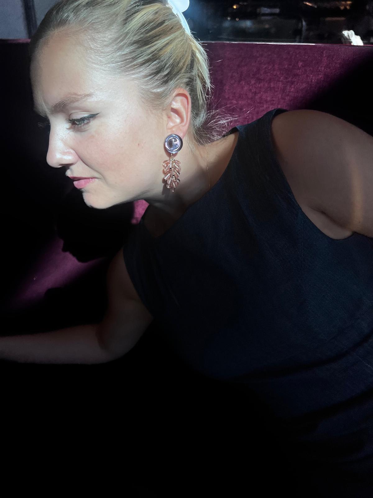 Boucles d'oreilles Francine Bramli: GRAPPE S ROSE PÂLE