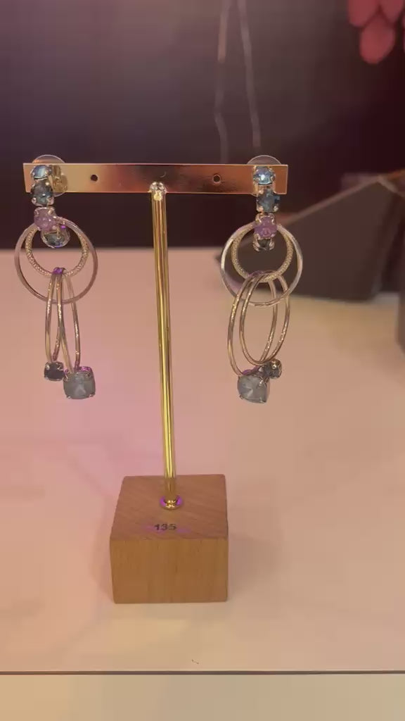 Boucles d’oreilles Crezus argenté et cristaux Swarovski lavande, bleu etc …